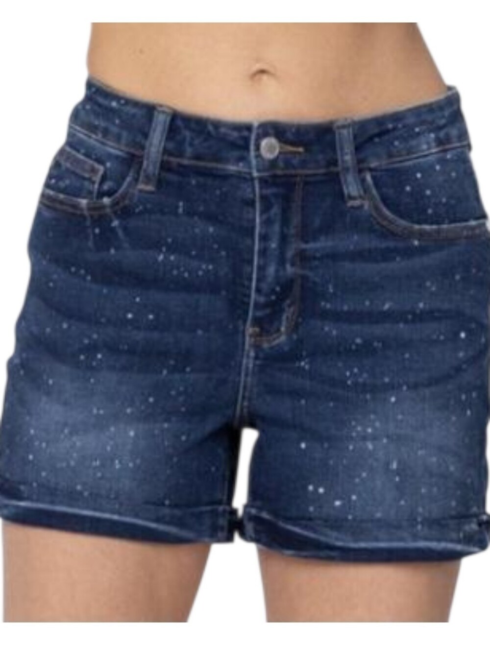 Judy Blue Ava Splattered High Rise sz S Denim Shorts Paint Galaxy Splash Stretch